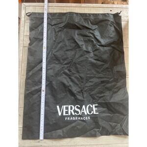 Versace Fragrances Black Large Drawstring Dust Bag‎ Logo Storage Pouch 23x18